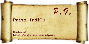 Pritz Irén névjegykártya